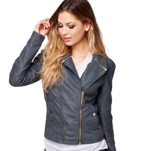 Members Only Jacket NWT 80s Inspired Denim Blue Vegan Leather Moto Y2k Size XS